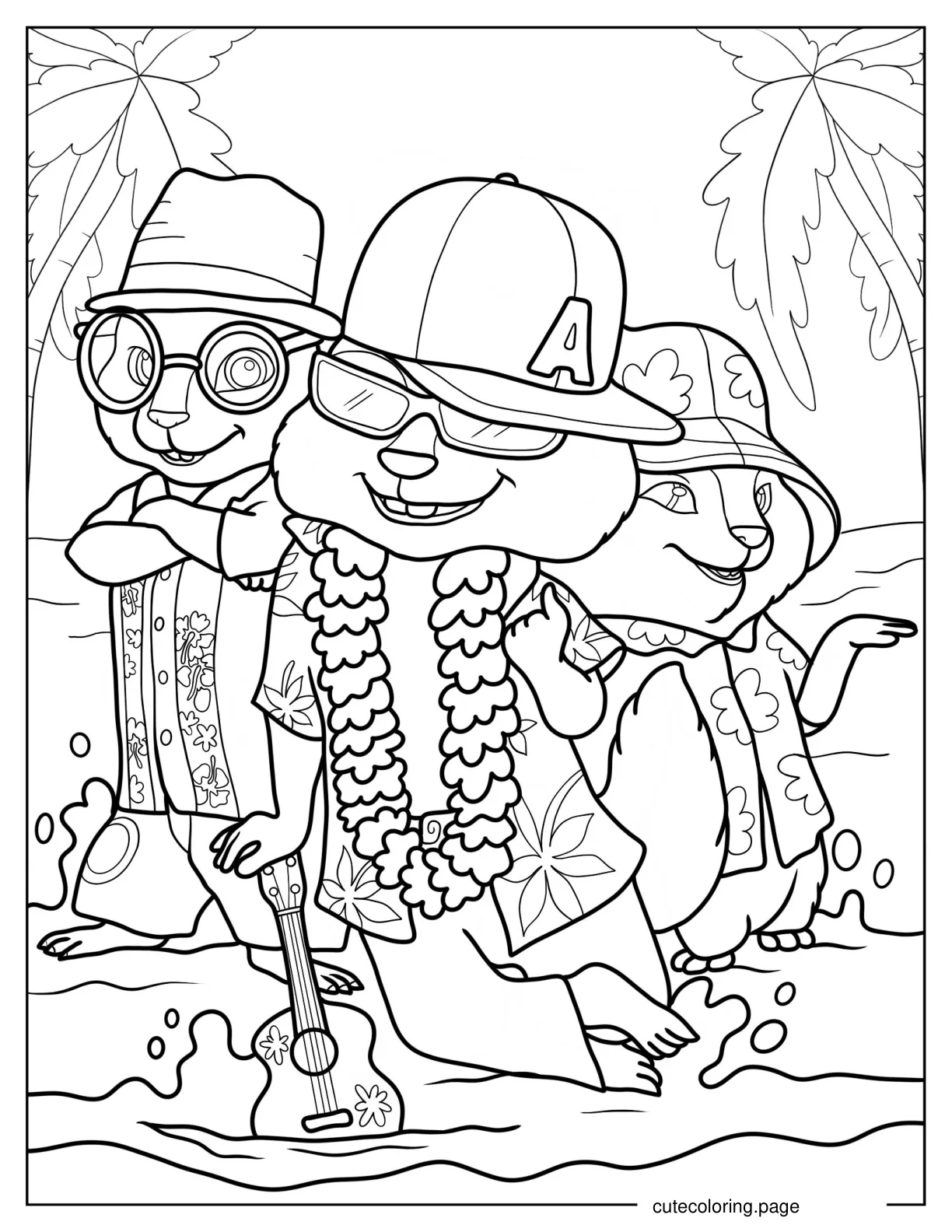 Alvin And The Chipmunks At The Beach Coloring Page coloring page