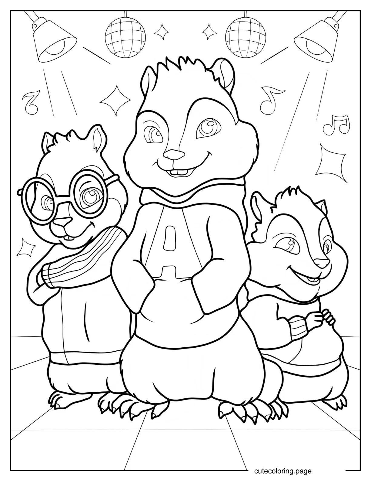 Alvin And The Chipmunks On Stage coloring page