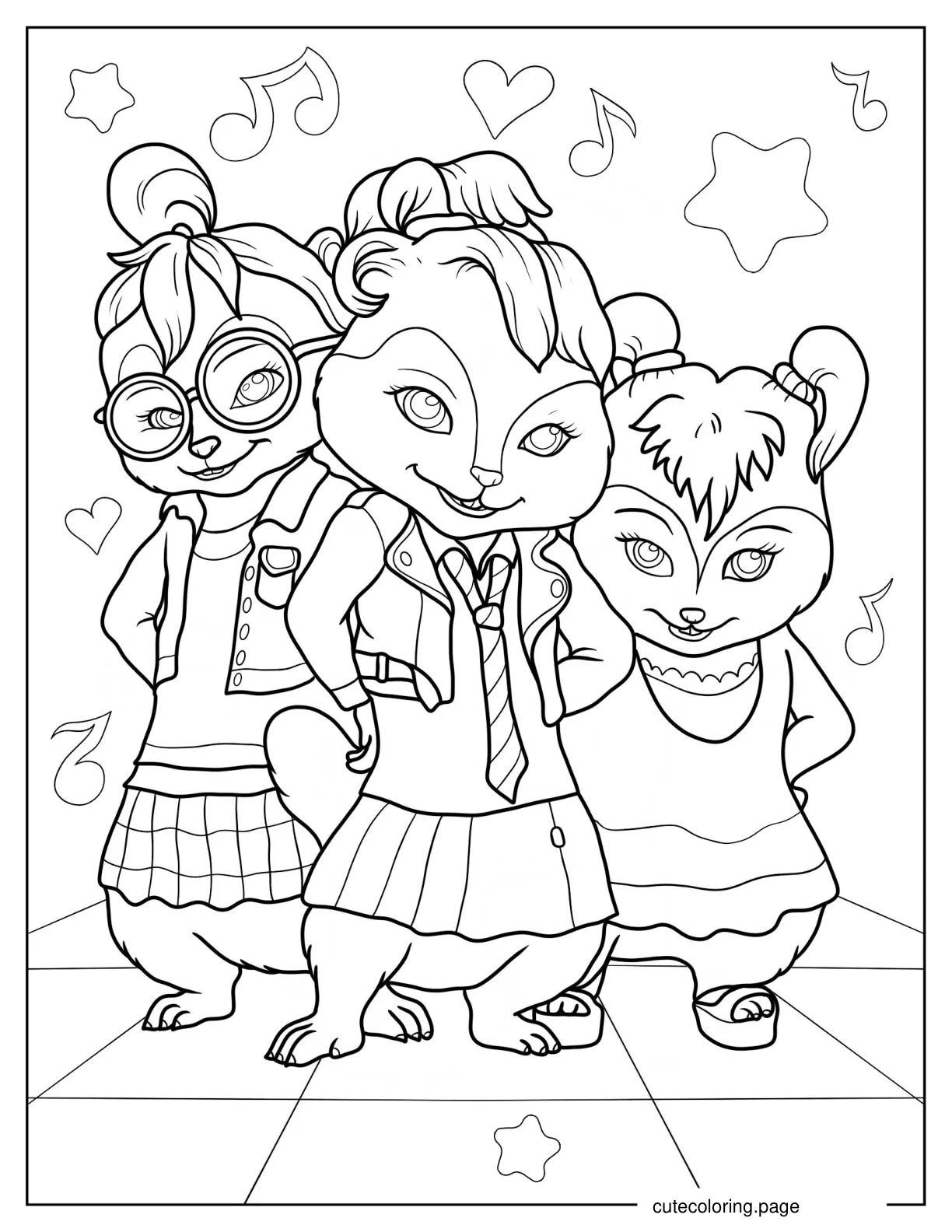 Brittany Jeanette And Eleanor On Stage Coloring Page coloring page