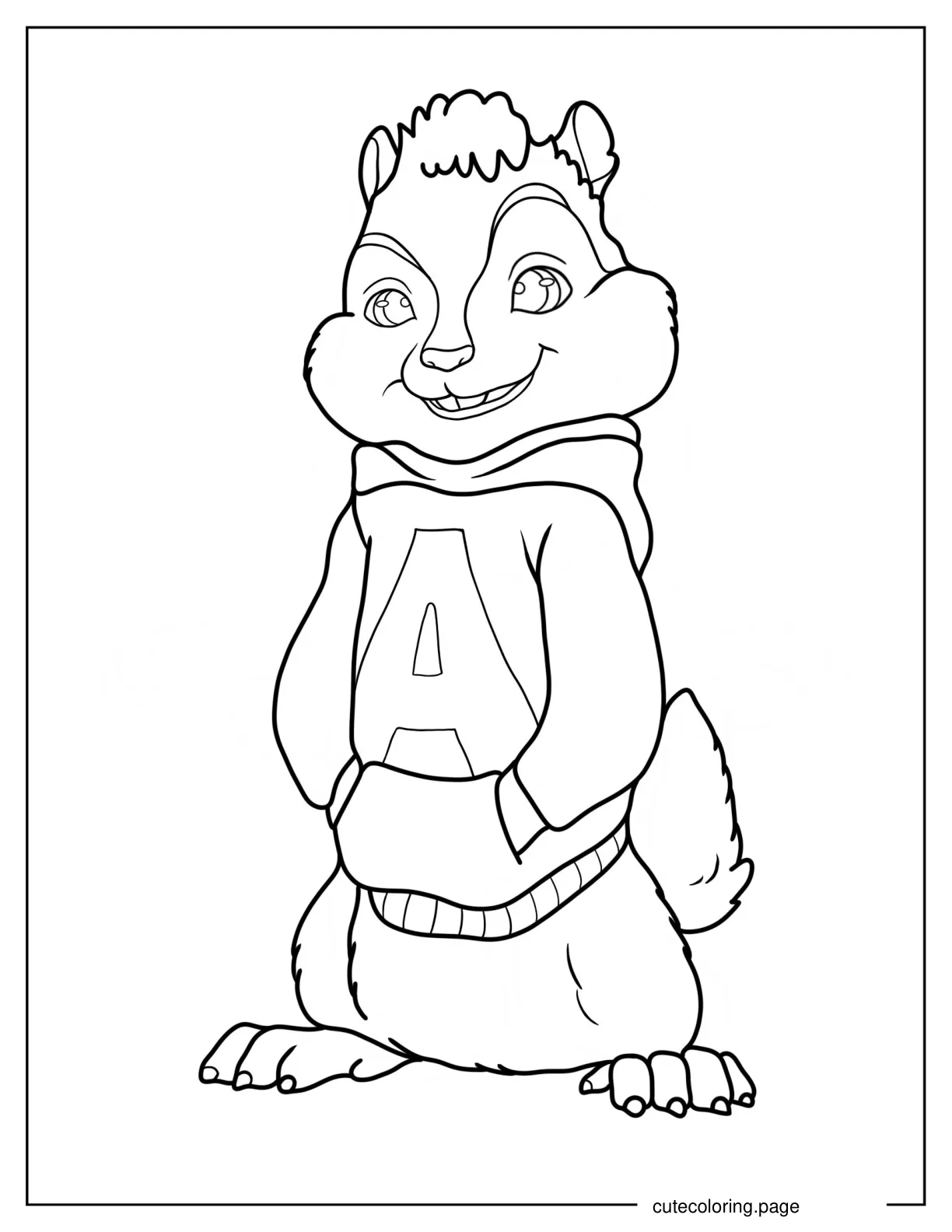 Cute Alvin Smiling In His Hooded Sweatshirt Coloring Sheet coloring page