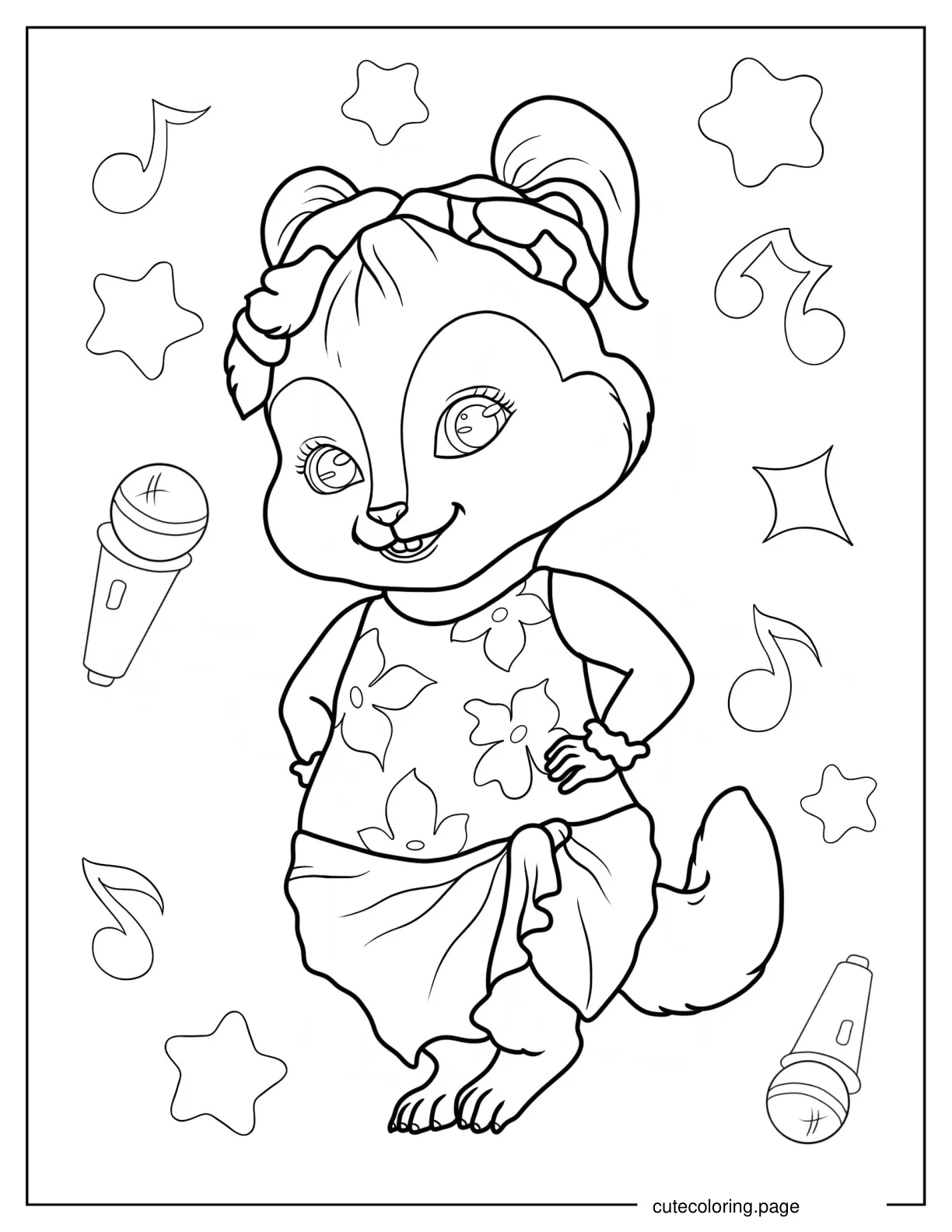 Cute Eleanor Chipmunk In Summer Outfit coloring page