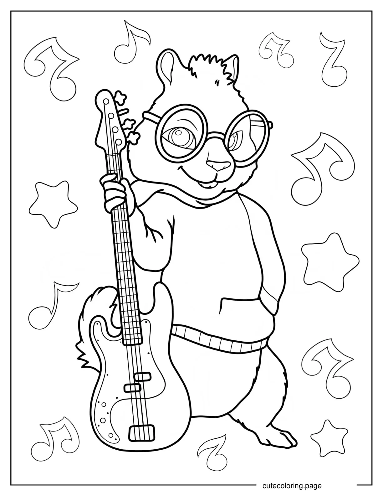 Simon Holding Electric Guitar Coloring Page coloring page