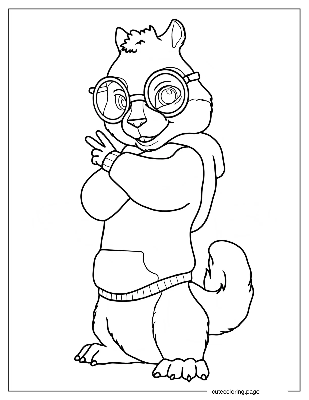 Simon Making Peace Sign In A Hooded Sweatshirt Coloring Page coloring page