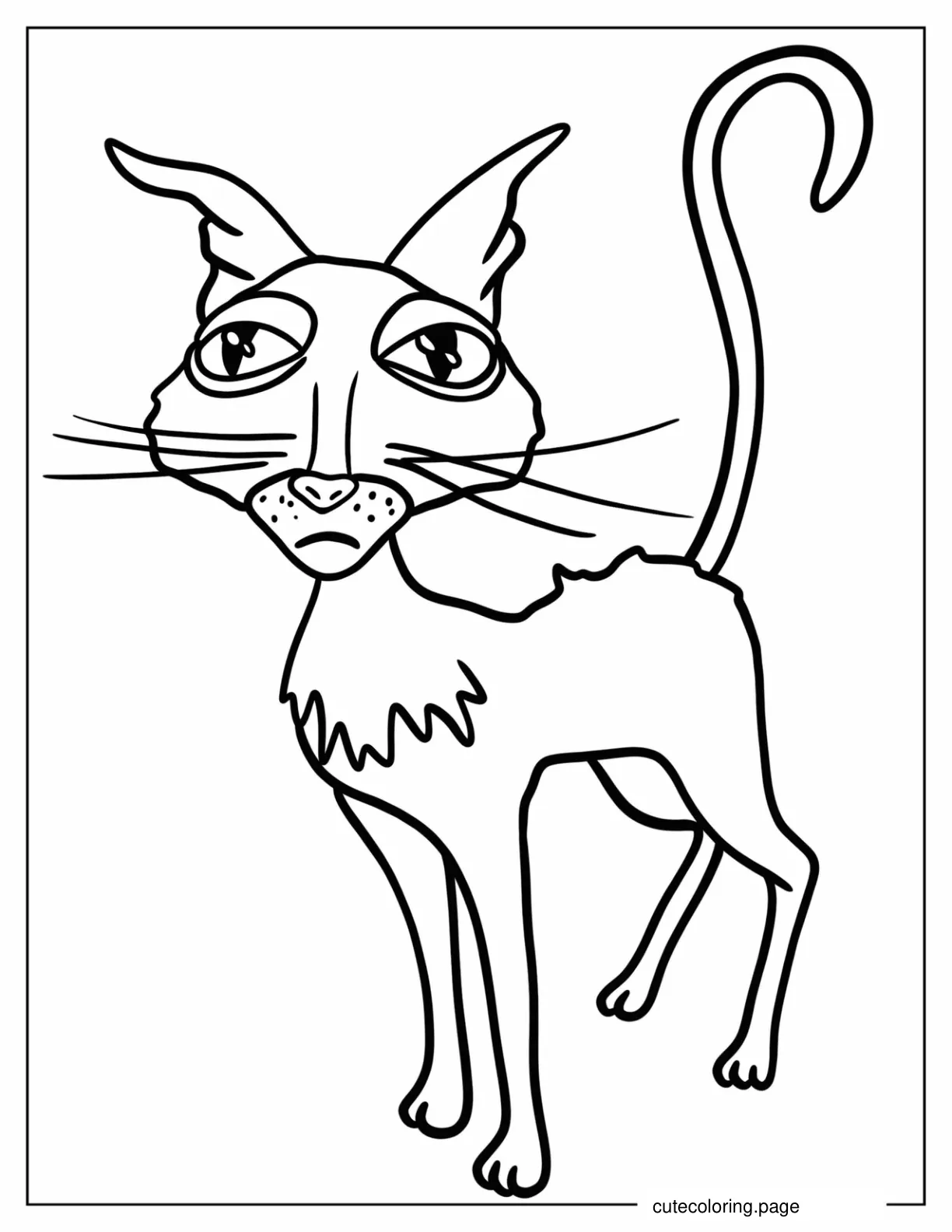 Easy Cat Outline Coloring Page For Kids coloring page