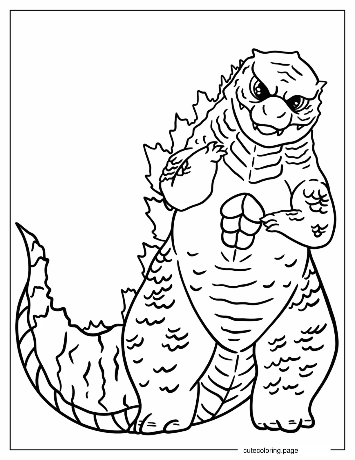 Detailed Godzilla Outline Coloring Sheet For Kids coloring page