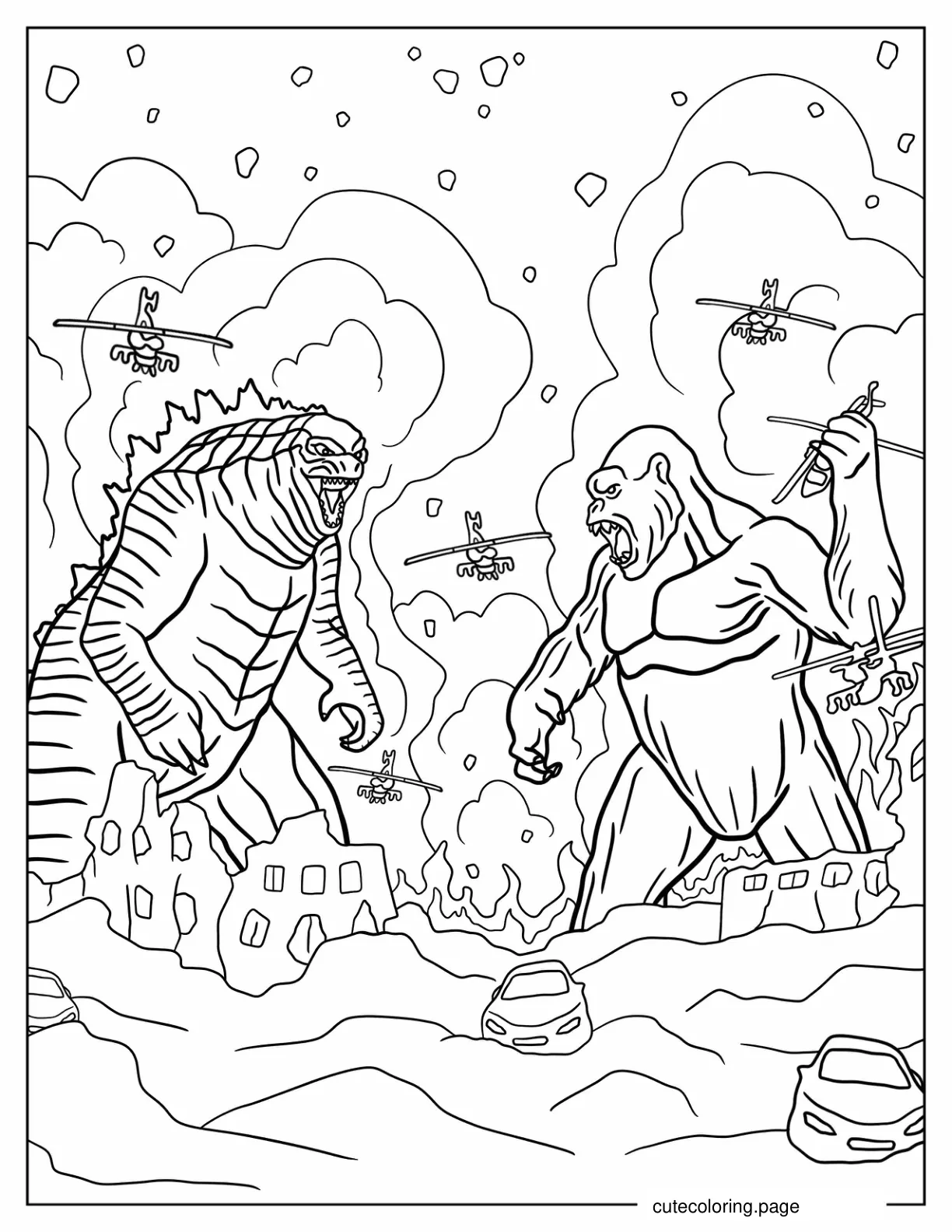 Godzilla Vs Kong Coloring Page coloring page