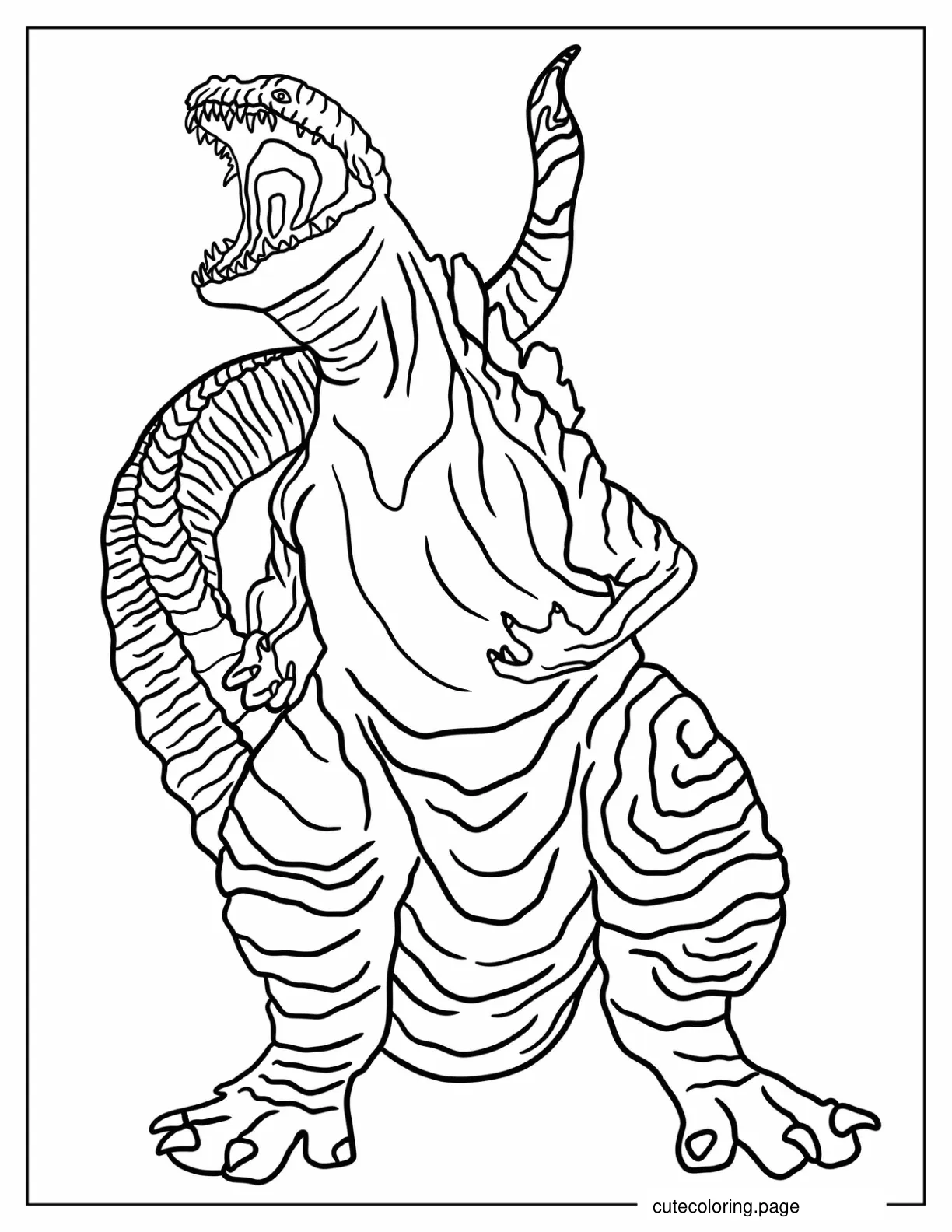 Realistic Godzilla Roaring coloring page