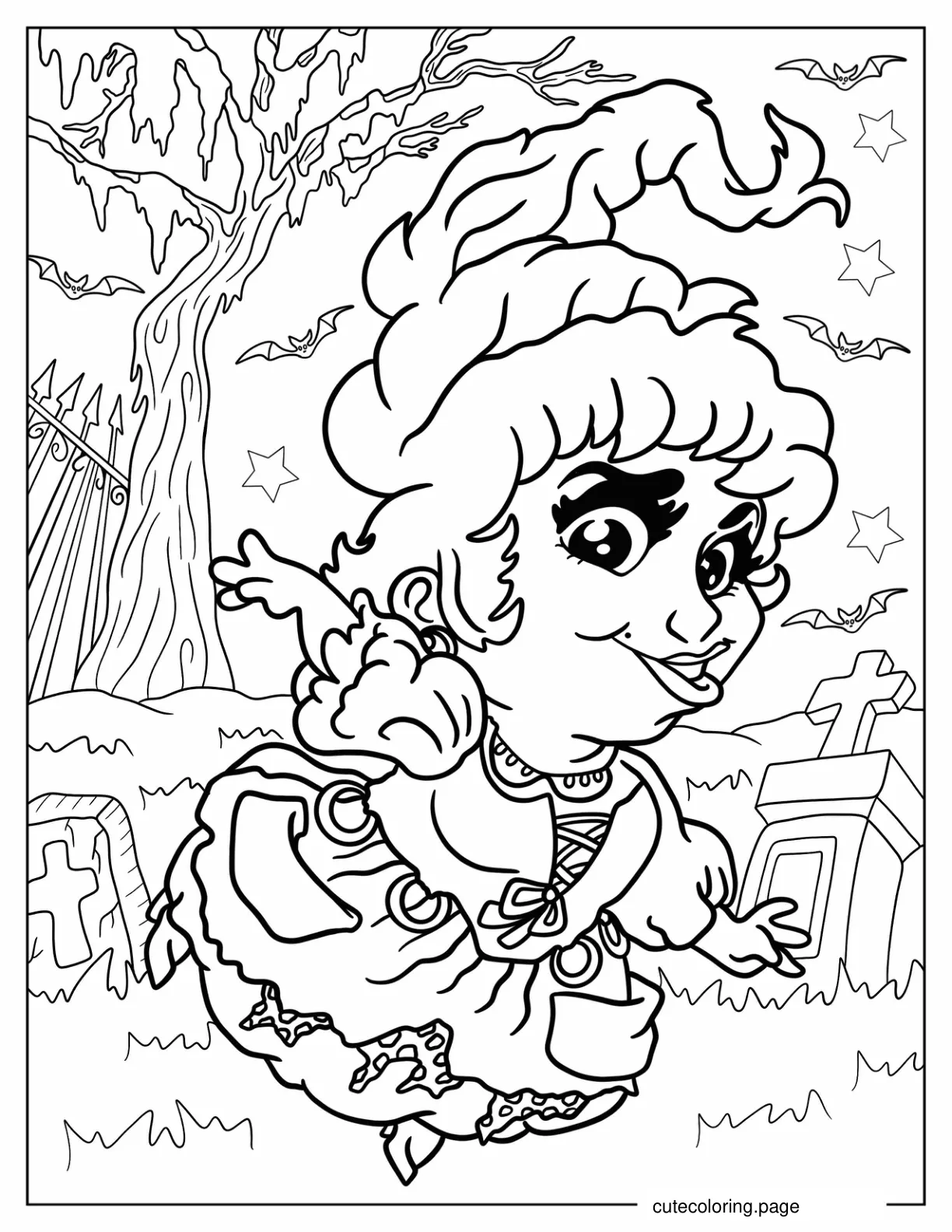 Kawaii Mary Sanderson In Cemetery Coloring Sheet coloring page