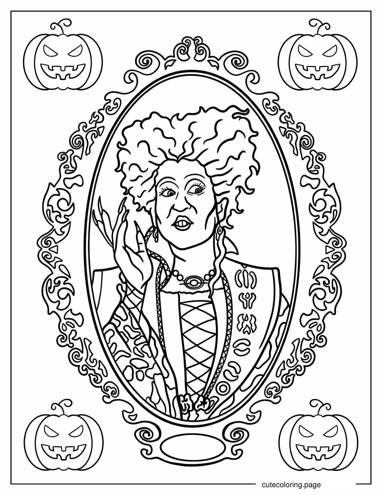 Realistic Winifred Sanderson In Mirror coloring page