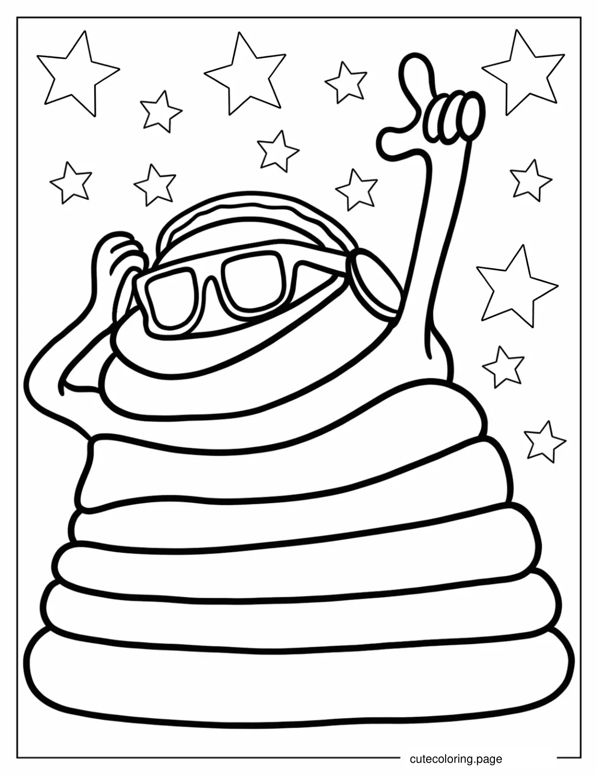 Cute Blobby Wearing Headphones And Sunglasses Coloring Sheet For Preschoolers coloring page