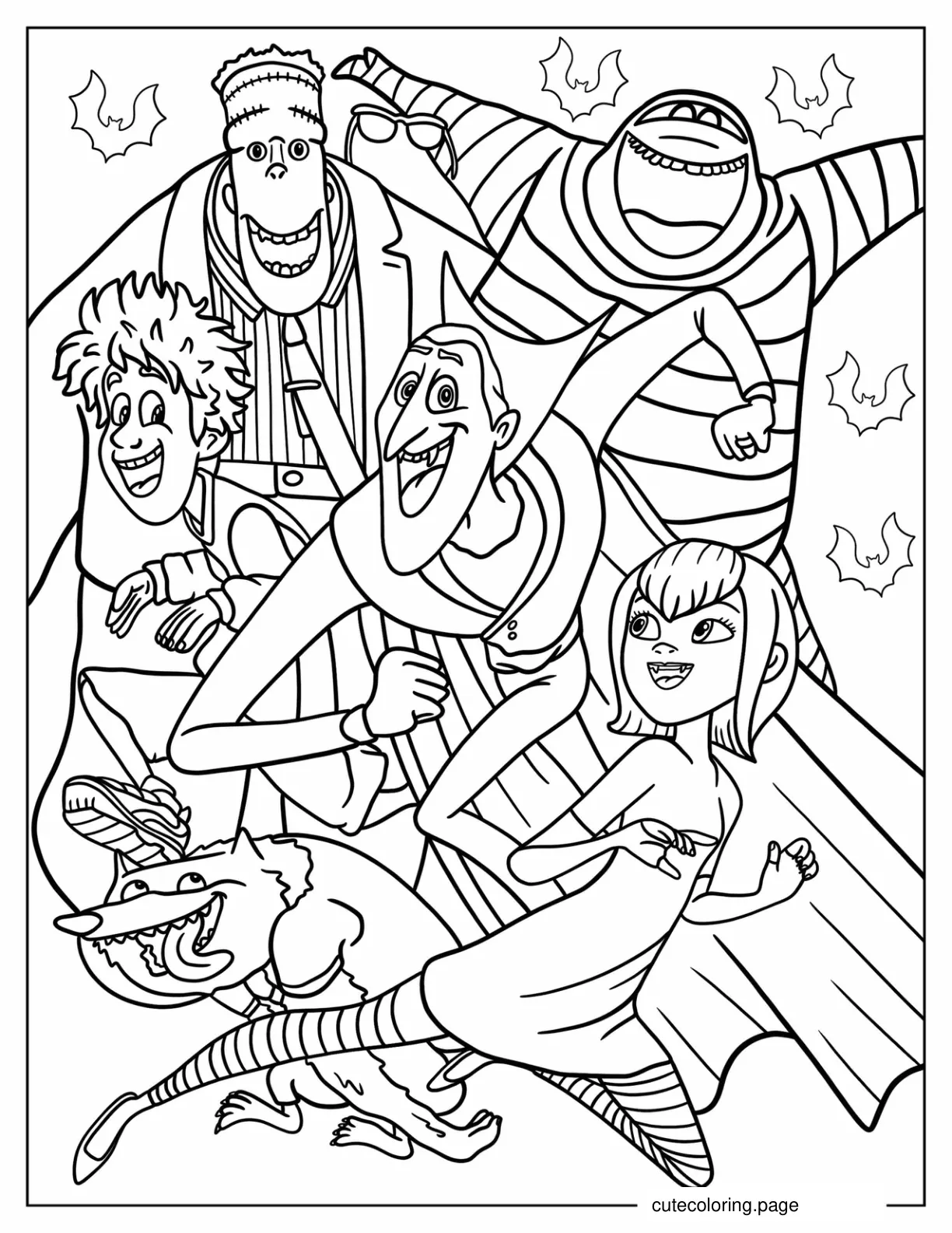 Jonathan Dracula Mavis Invisible Man Frankenstein And Murray coloring page