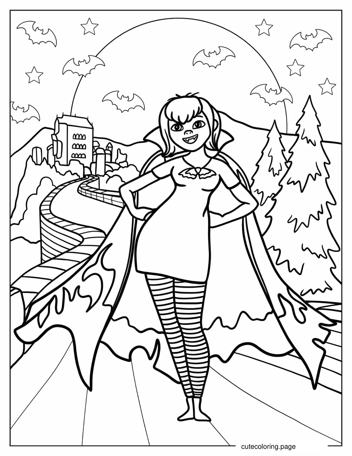 Queen Mavis Outside Of Hotel Transylvania Coloring Page coloring page