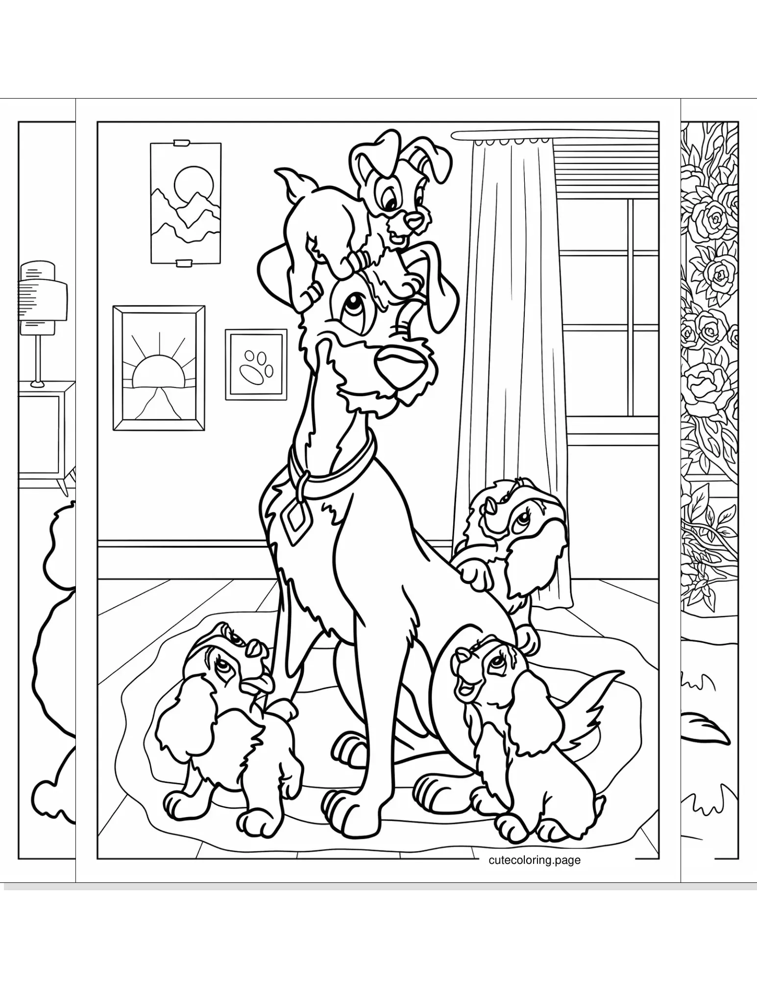 lady and the tramp coloring pages coloring page