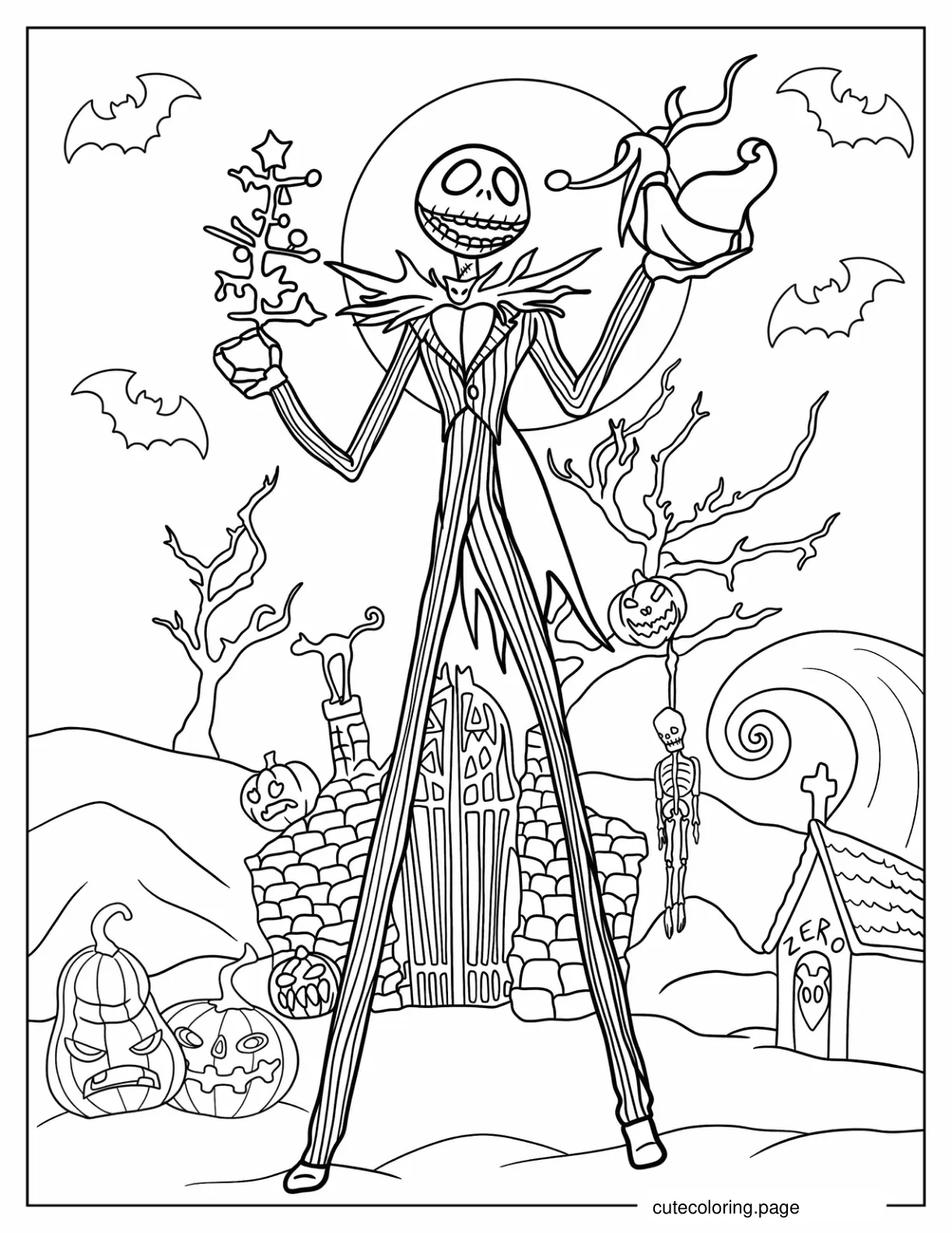 Creepy Jack Skellington Coloring In coloring page