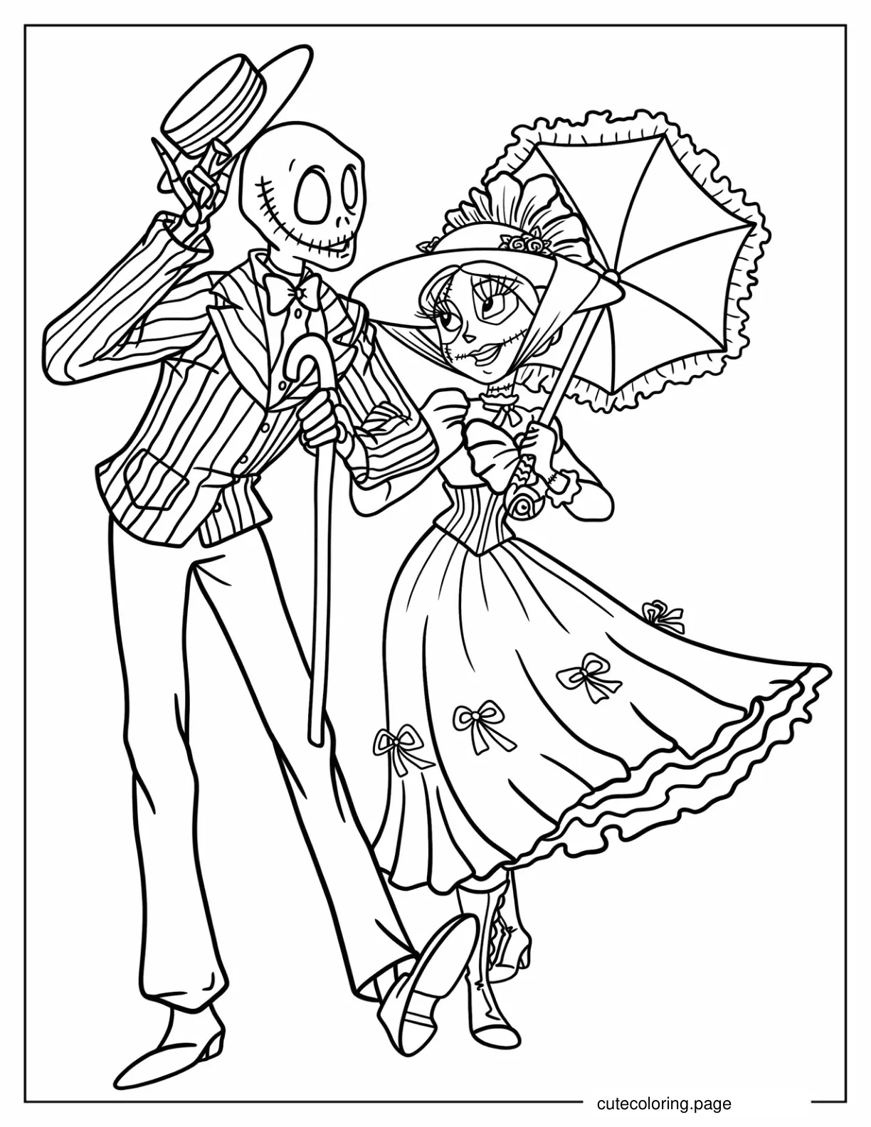 Detailed Jack And Sally Coloring Page coloring page