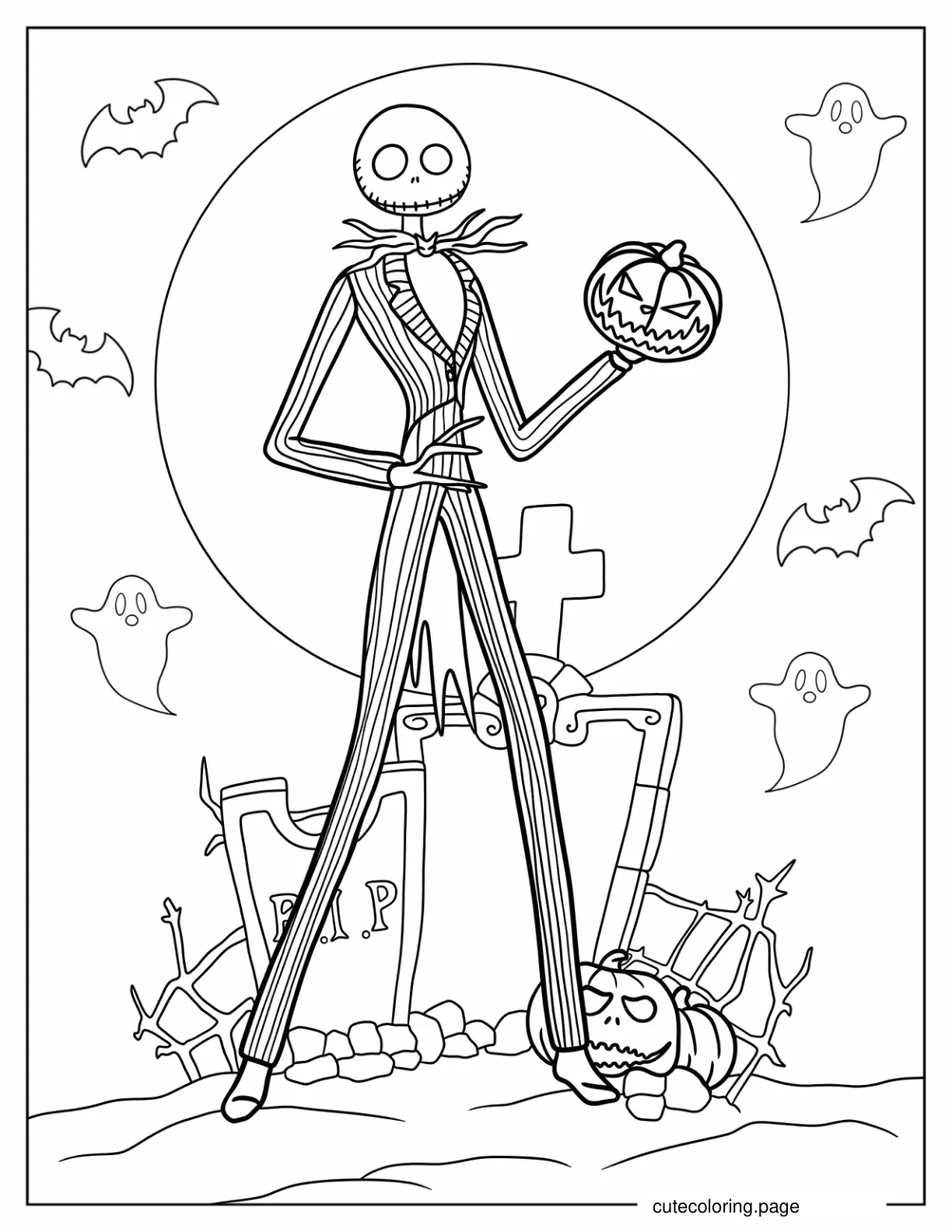 Jack Skellington In Cemetery coloring page