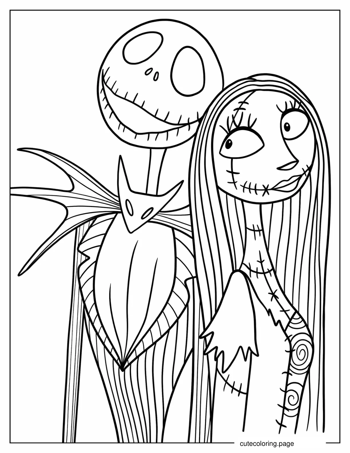 Kawaii Jack And Sally coloring page