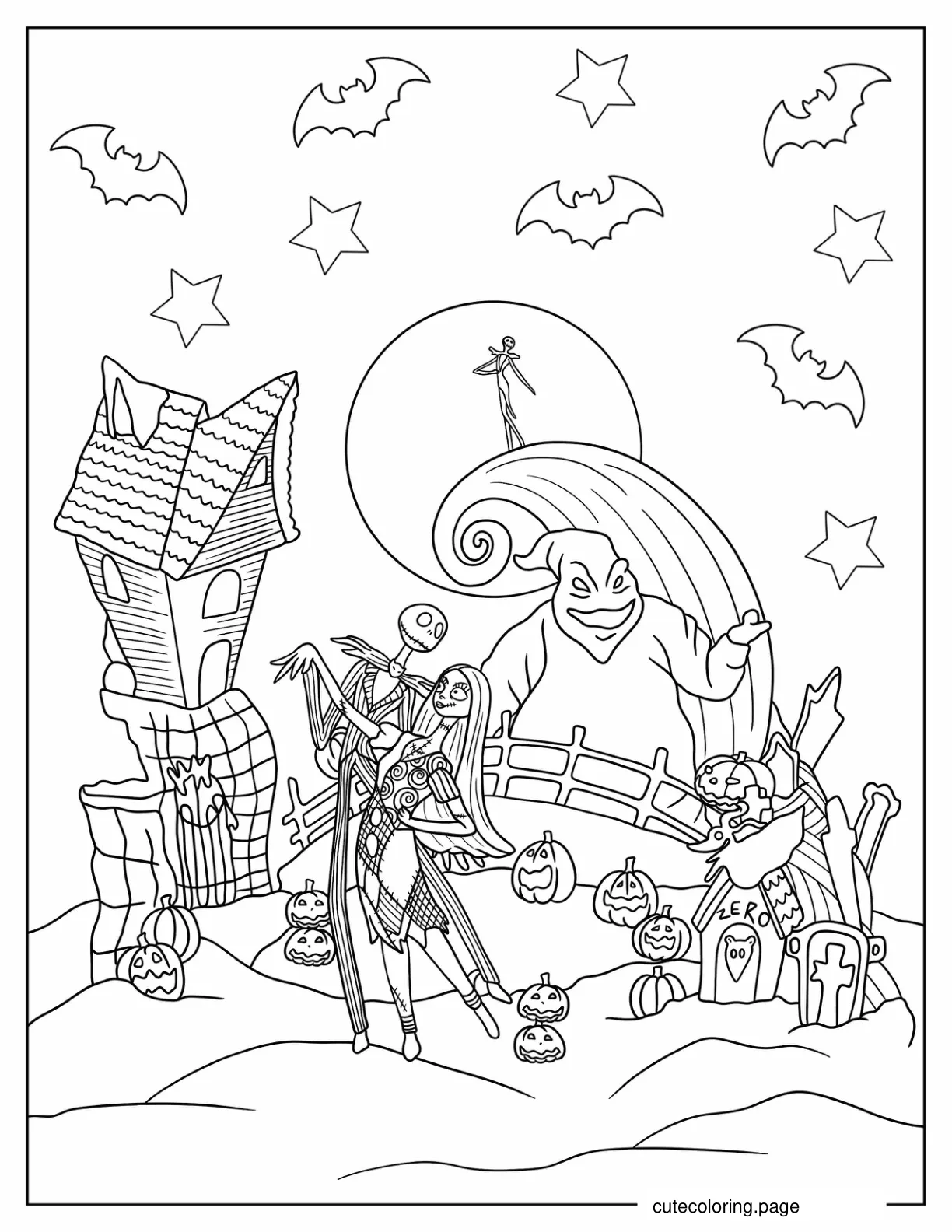 Nightmare Before Christmas Coloring In For Kids coloring page