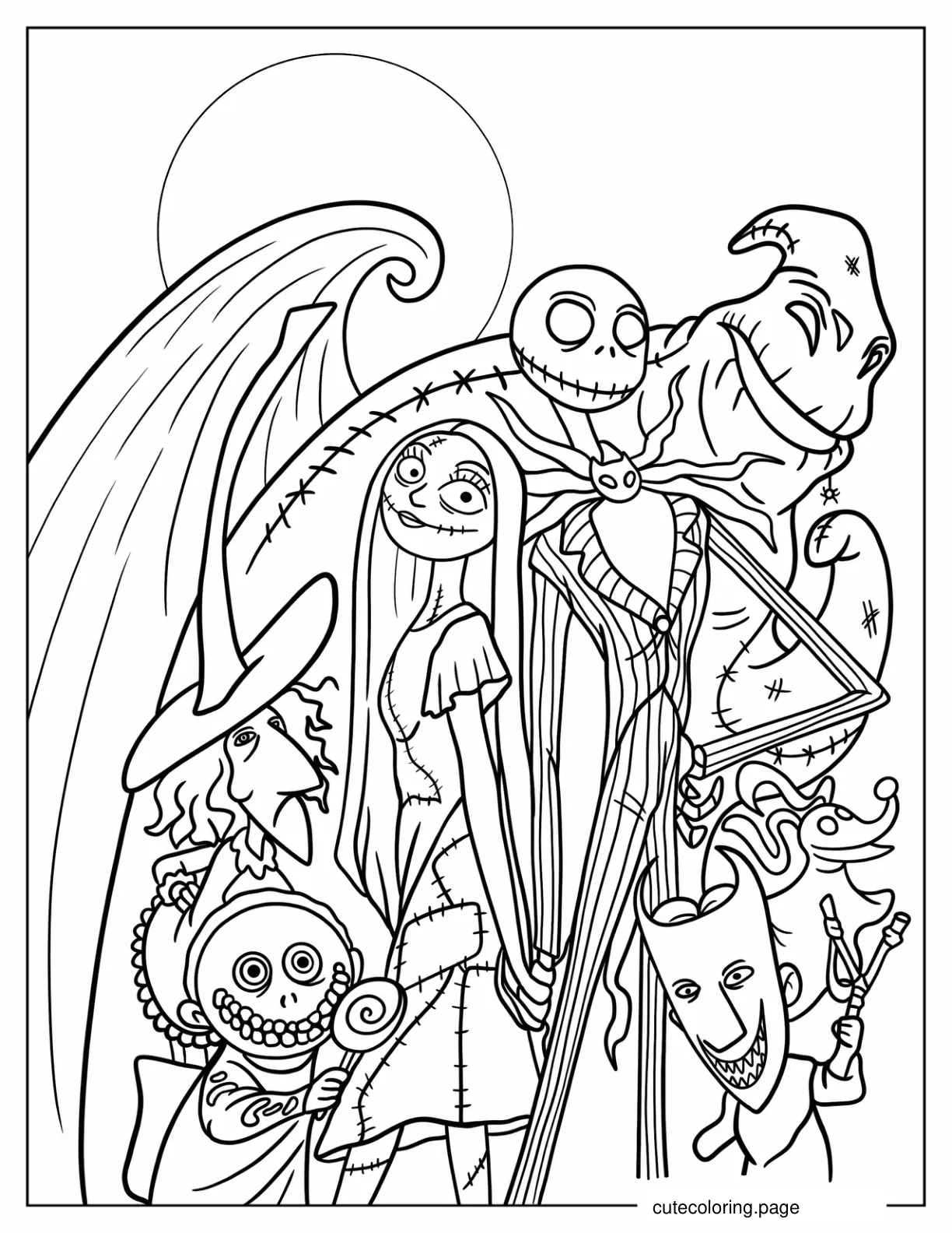 Simple Nightmare Before Christmas Halloween Coloring Page coloring page