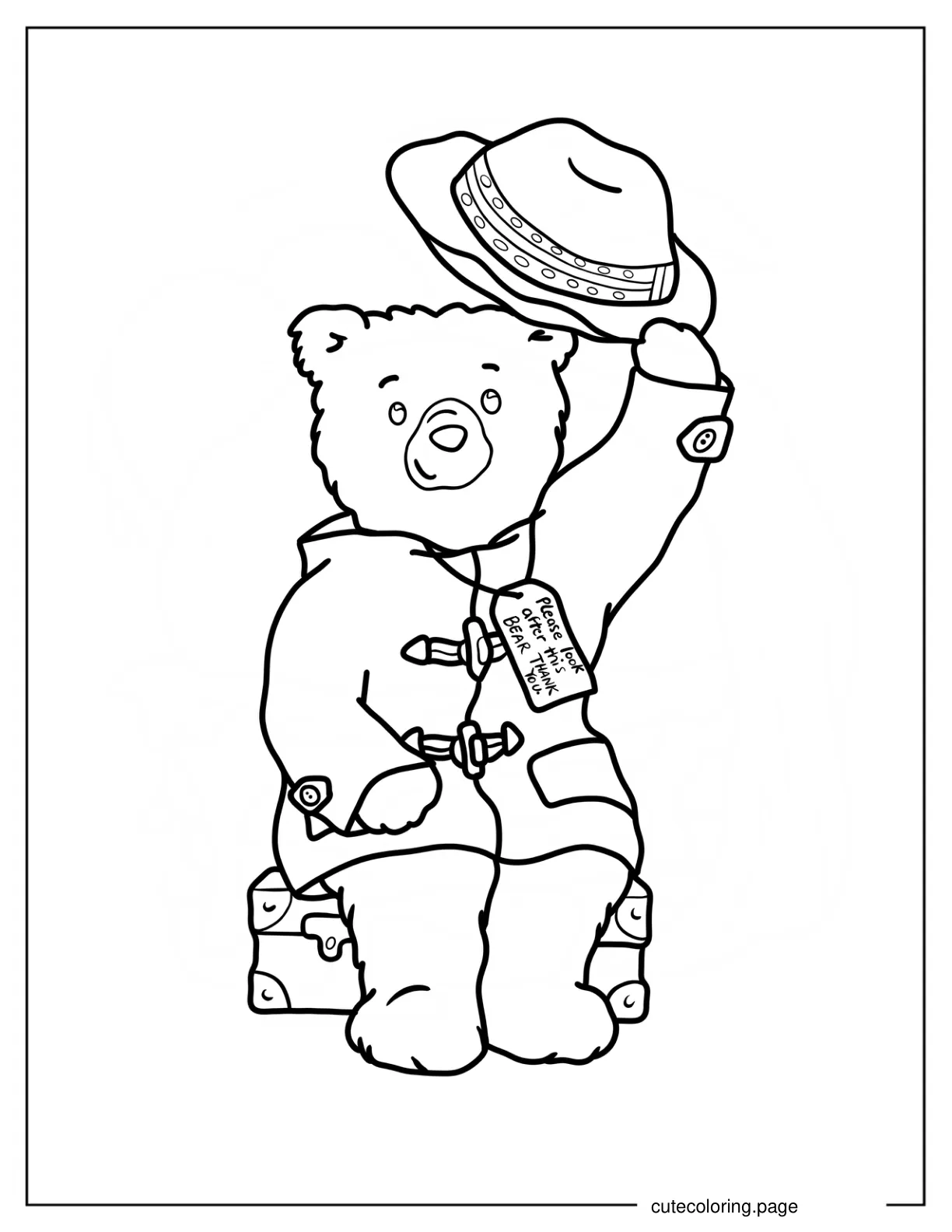 Paddington Tipping His Hat Coloring Sheet For Preschoolers coloring page