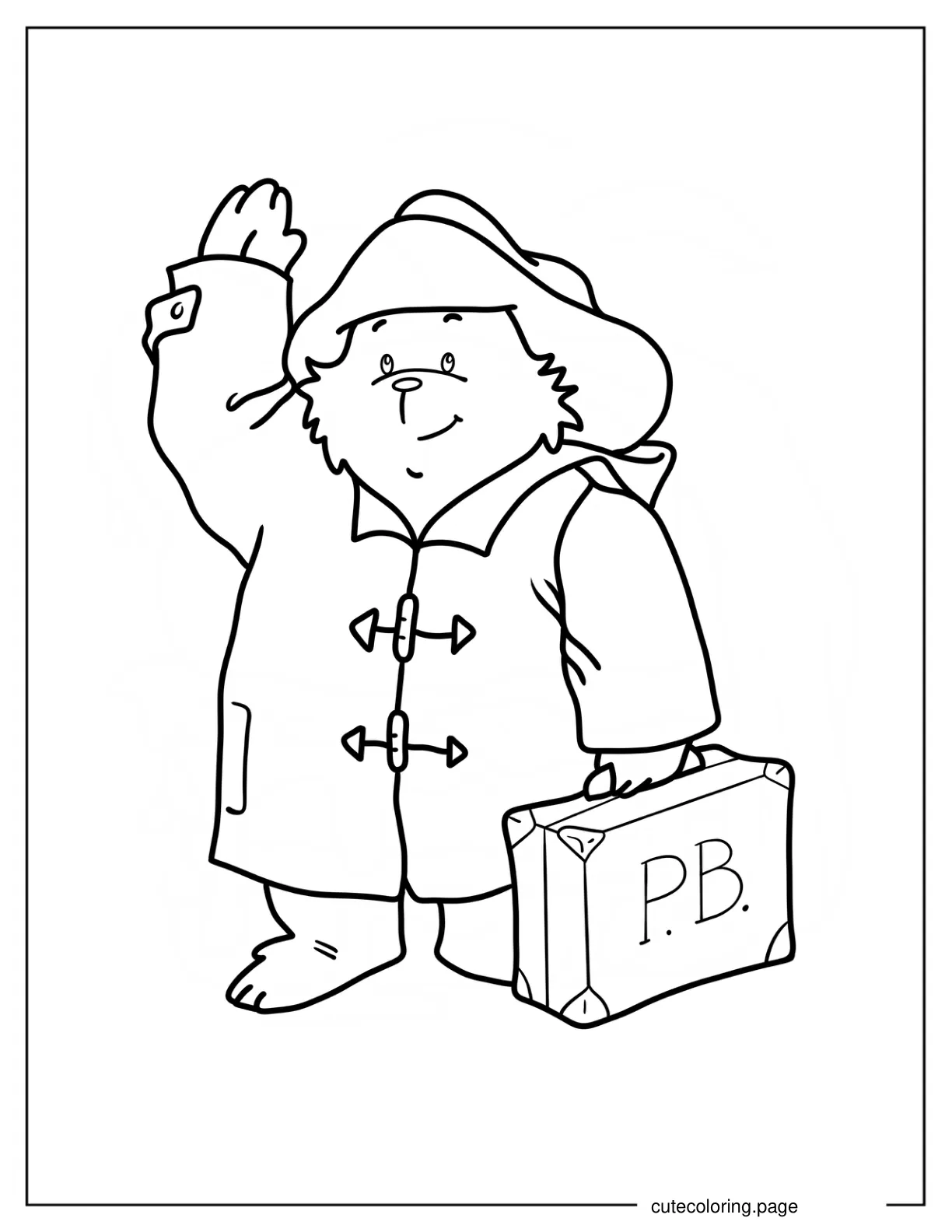 Paddington Waving His Hand Coloring Sheet coloring page