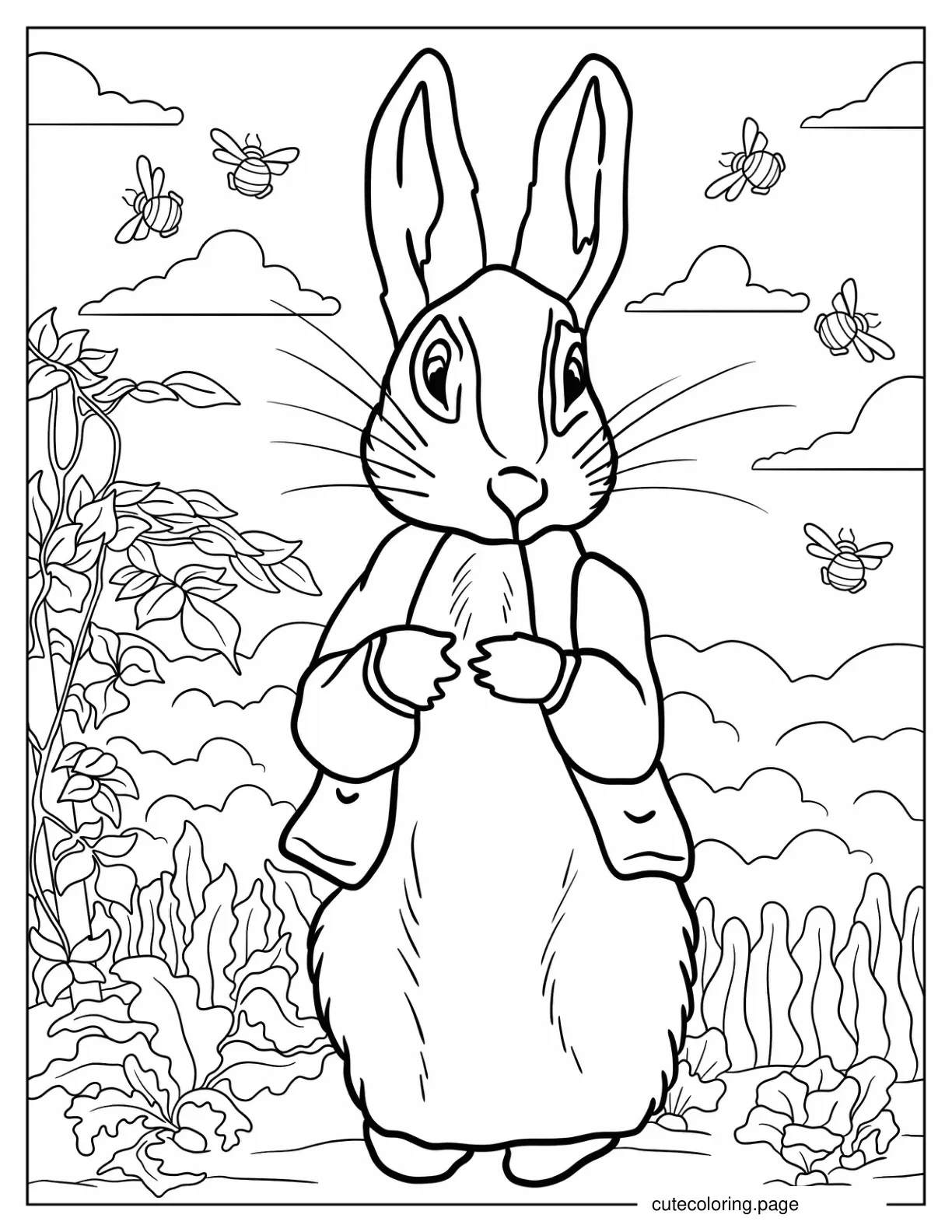 Detailed Peter Rabbit In The Garden Coloring Page For Kids coloring page