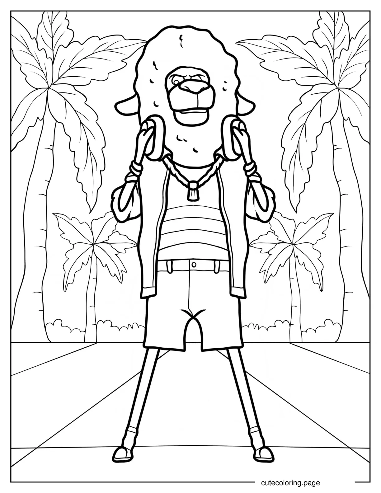 Eddie Noodleman With Headphones Around Neck Coloring Sheet 1 coloring page