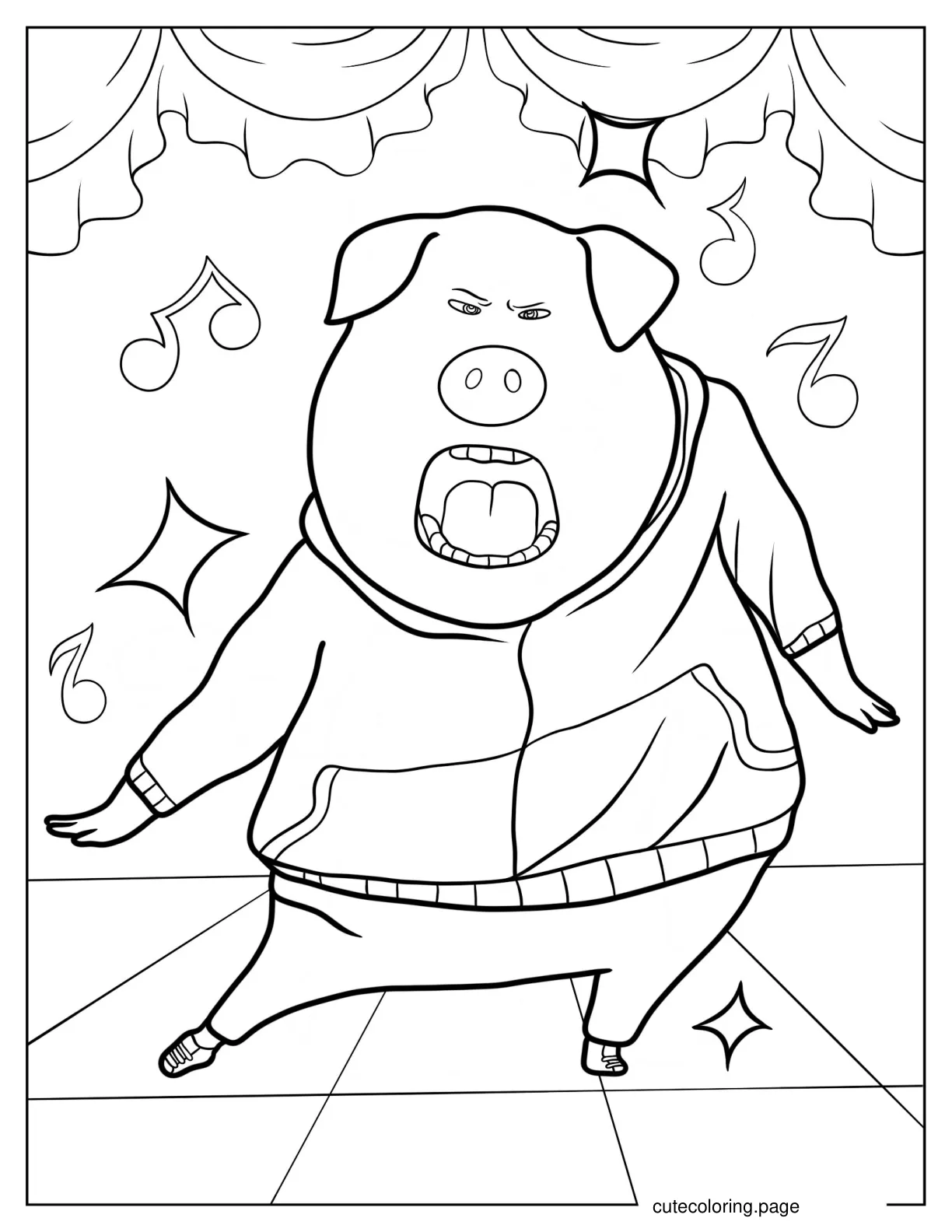 Gunter Singing And Dancing In Tracksuit Coloring Sheet For Kids 1 coloring page