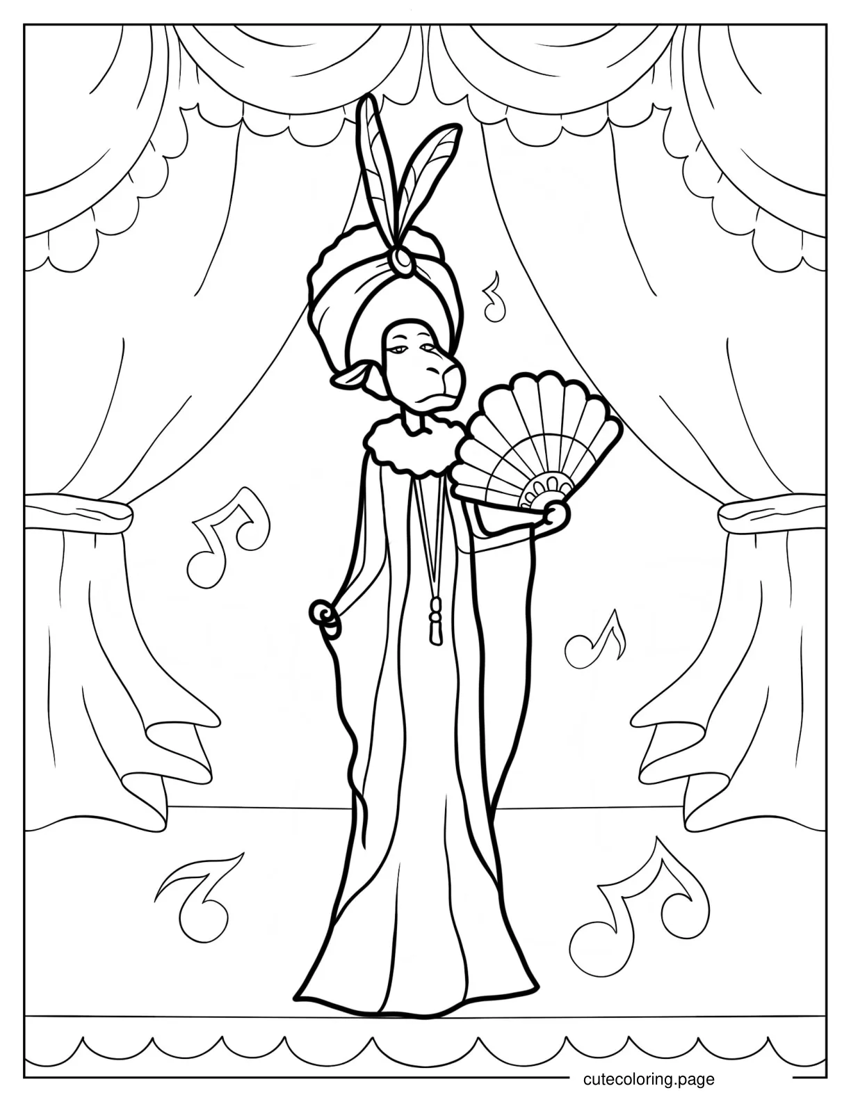 Nana Noodleman In Diva Outfit On Stage Coloring Page 1 coloring page