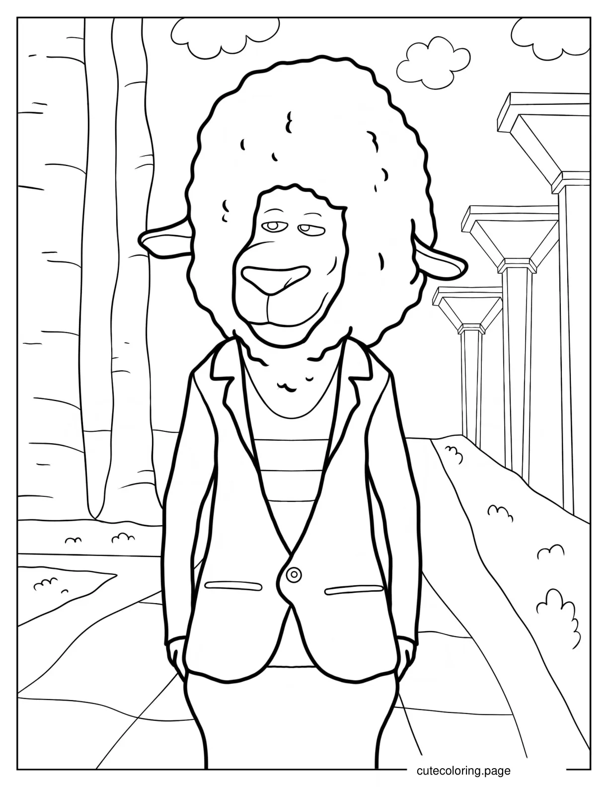 Simple Eddie Noodleman Walking Coloring Page 1 coloring page