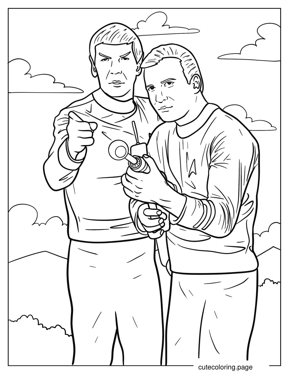 Realistic Spock And Admiral Kirk Star Trek Coloring Sheet coloring page