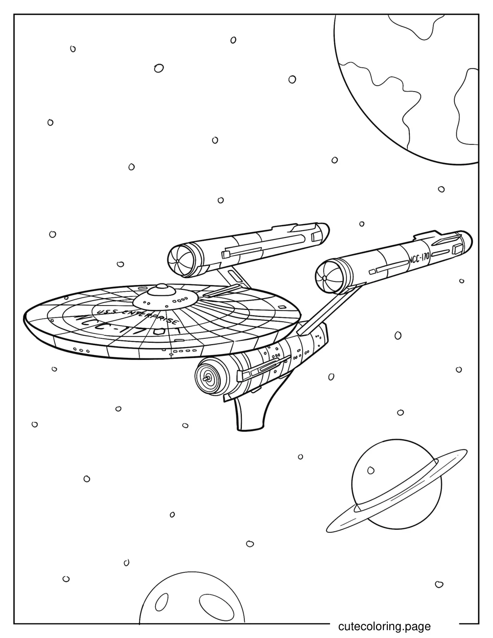 USS Enterprise In Outer Space Coloring Page For Kids coloring page