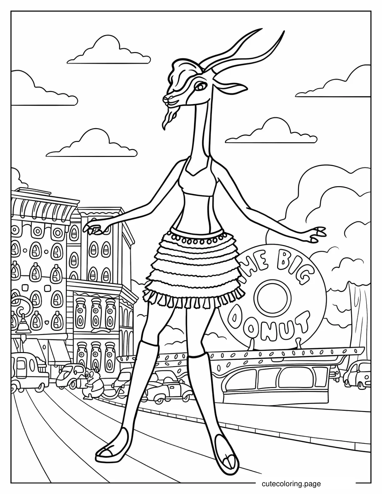 Detailed Gazelle In Zootopia Coloring Page coloring page