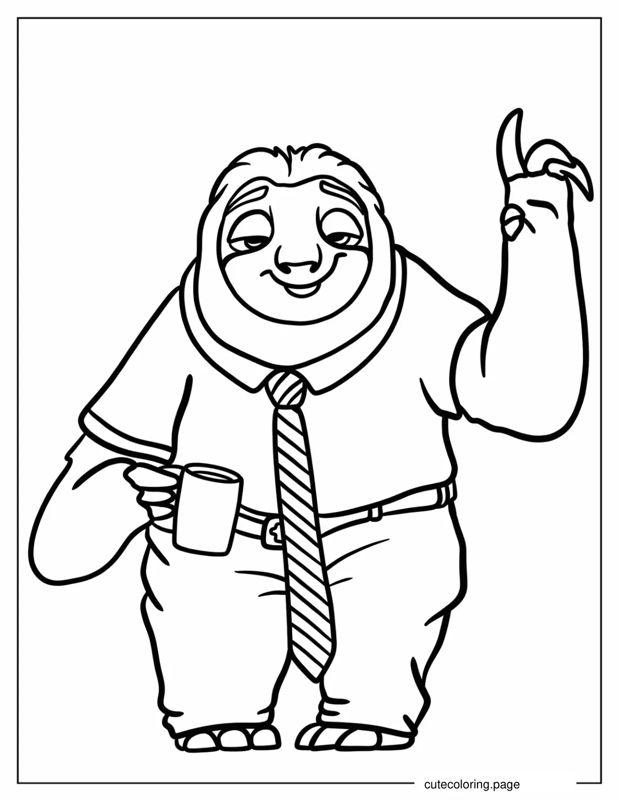 Easy Outline Of Flash The Sloth Coloring Sheet For Kids coloring page