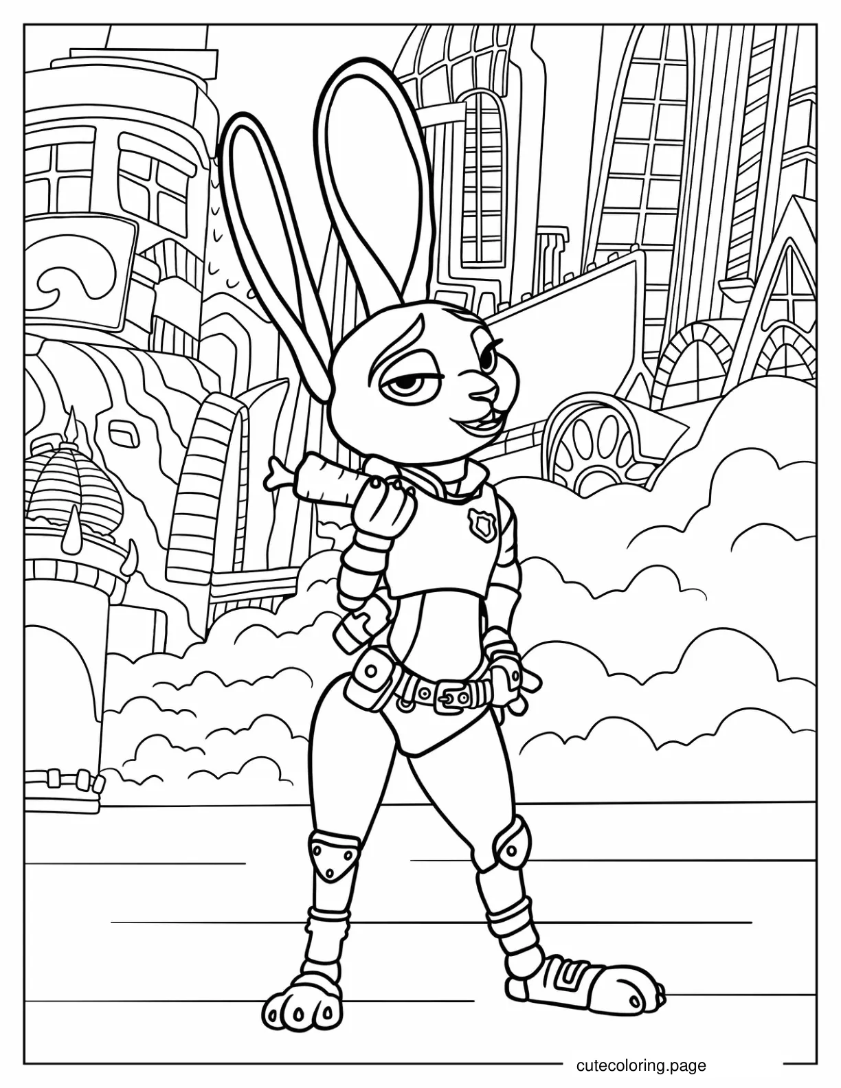 Judy Hopps Holding A Carrot In Zootopia Coloring Page coloring page