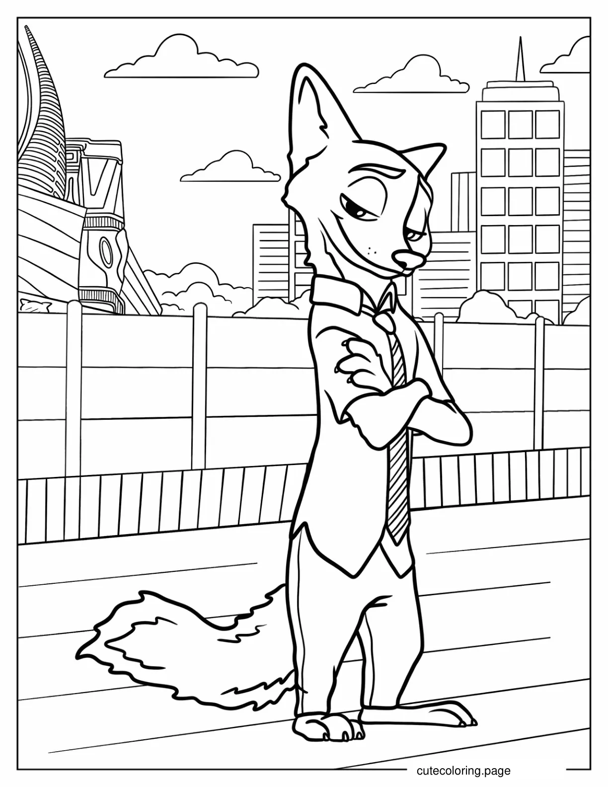 Nick Wilde With His Arms Crossed Coloring Sheet coloring page