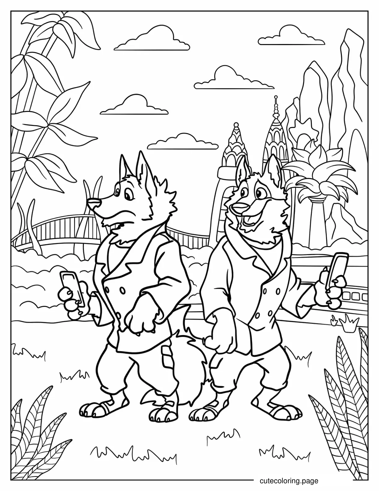 Zootopia Wolf Guards Coloring Page coloring page